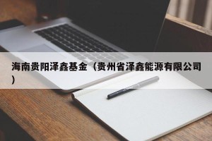 海南贵阳泽鑫基金（贵州省泽鑫能源有限公司）